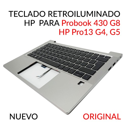 Teclado retroiluminado en Español Top Cover Portátil HP Pro13 G4 M24295-071